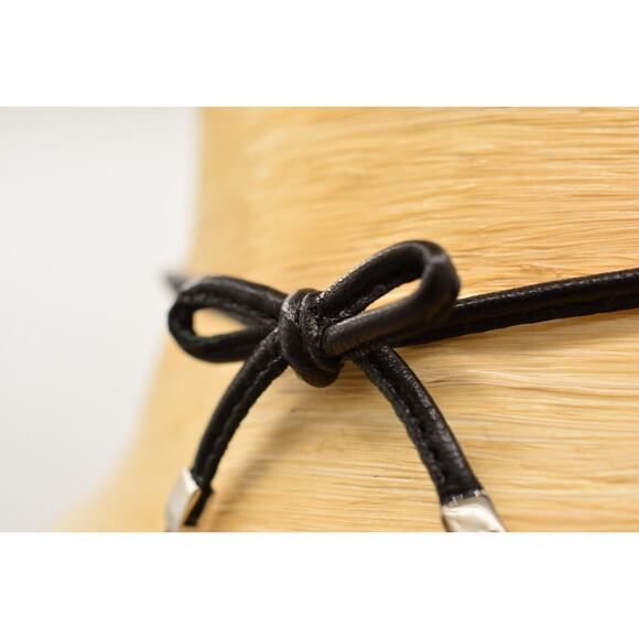 Christian Dior Vintage Bow Choker Necklace Logo CD Charm Black Leather Signed - Picture 5 of 16